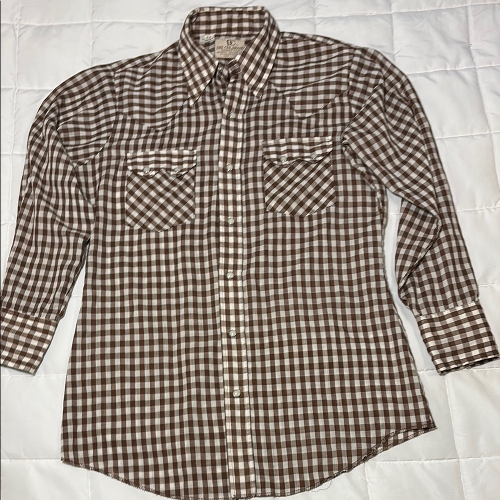 Dee Cee Pearl Snap Brown Plaid Western Rodeo Shirt